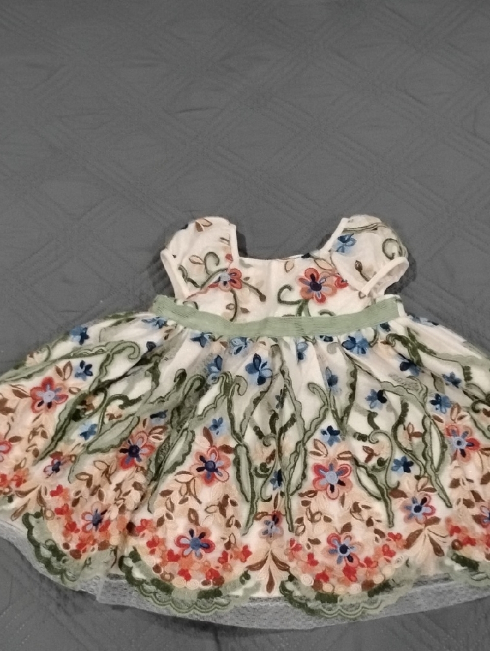 Pippa & Julie White Dress with Multicolor Floral Embroidery